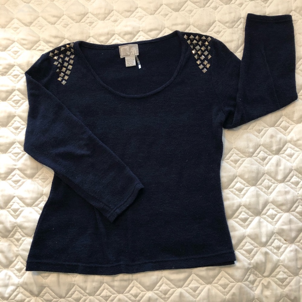 Navy blue sweater with embellishments